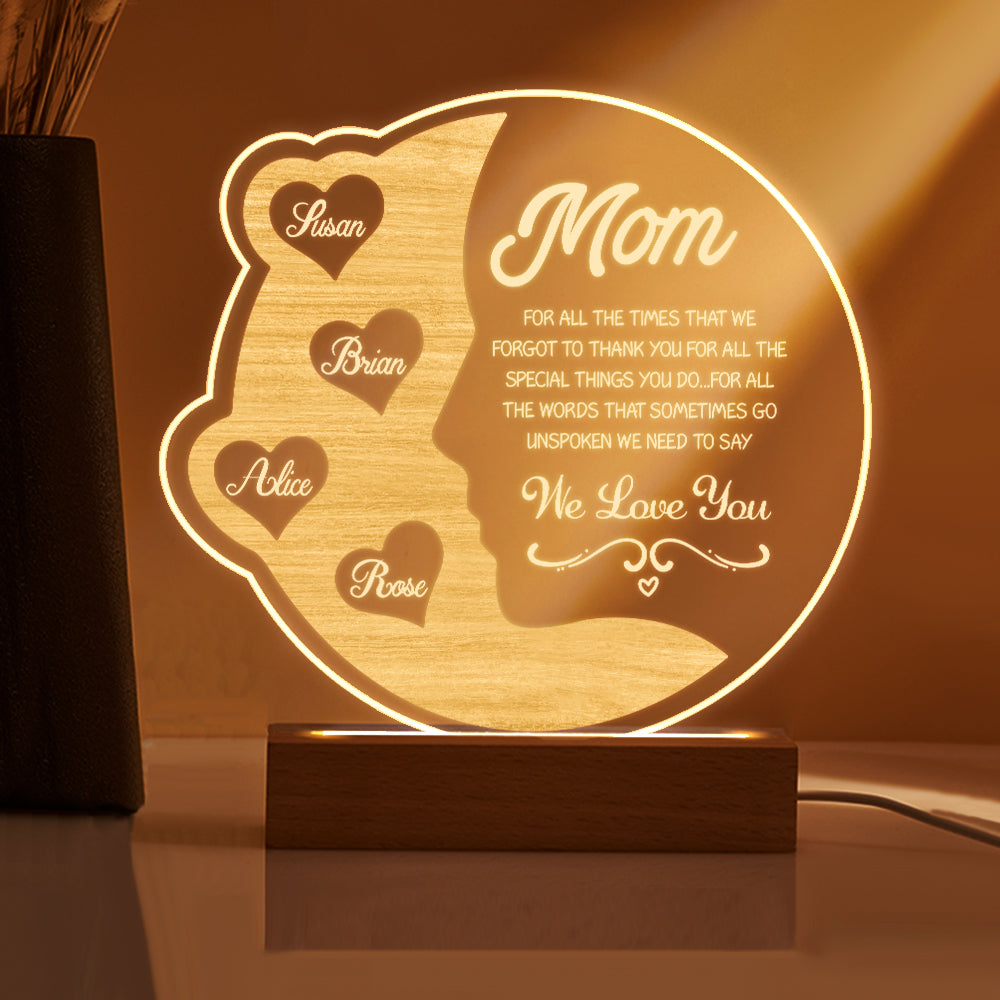 Engraved Crescent Moon Light