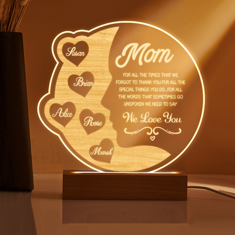 Engraved Crescent Moon Light