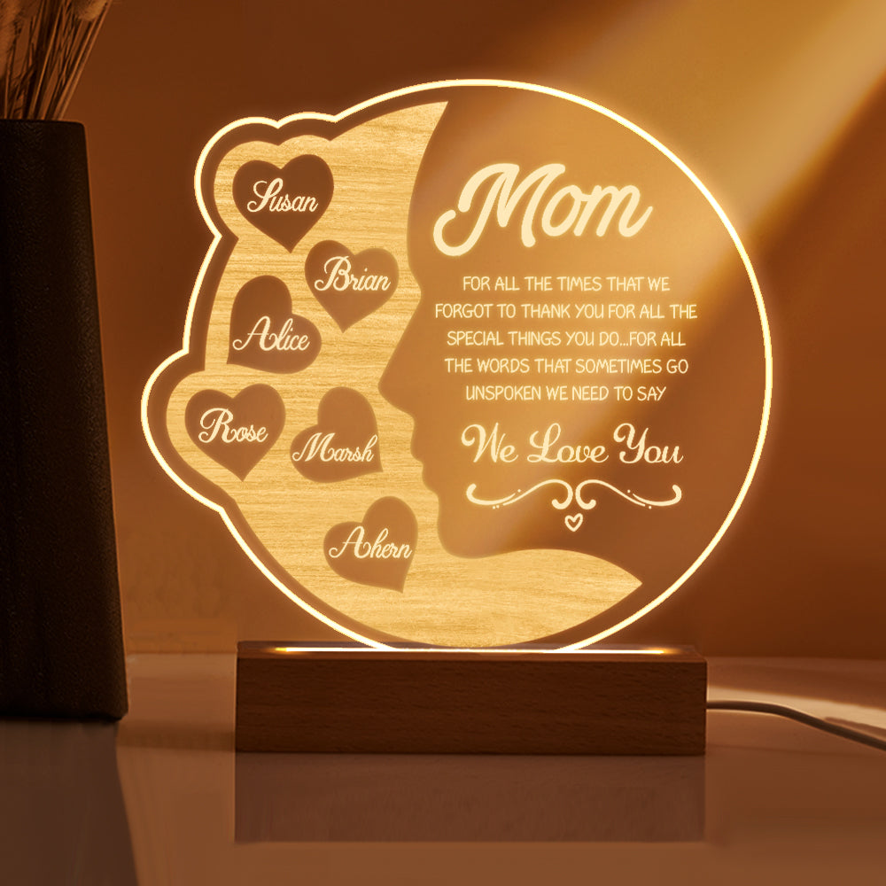 Engraved Crescent Moon Light