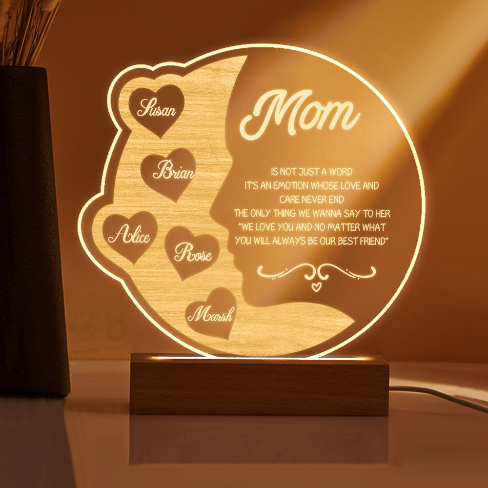 Engraved Crescent Moon Light