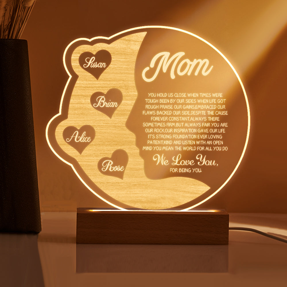 Engraved Crescent Moon Light