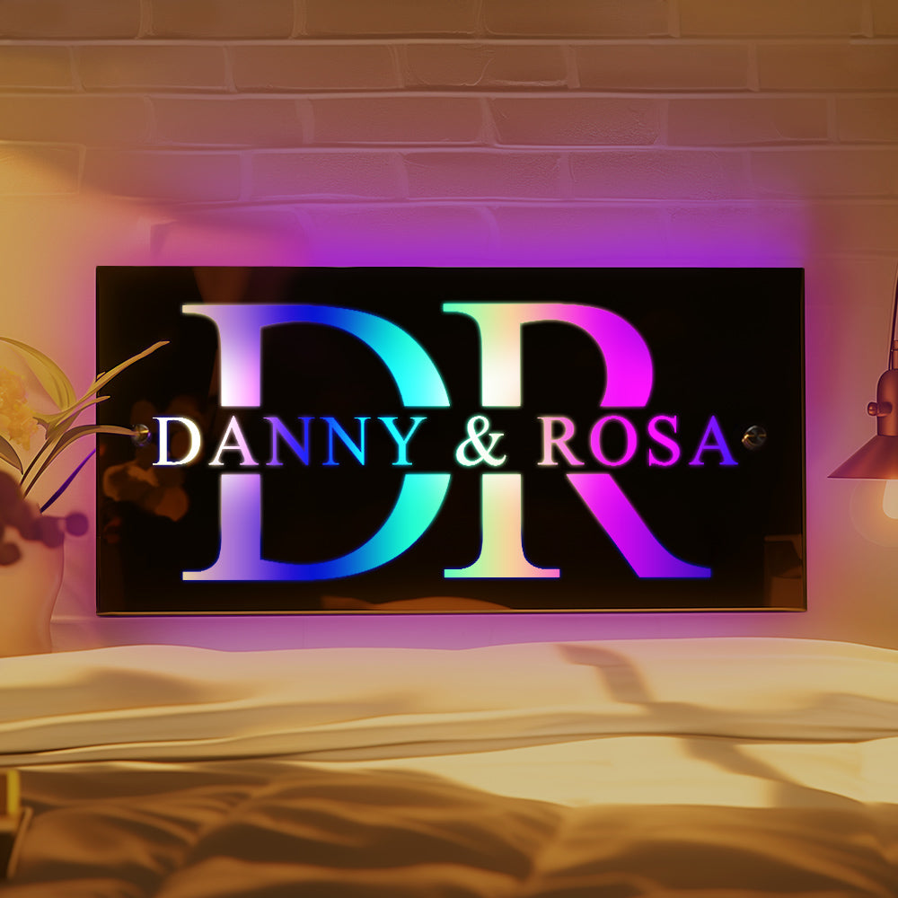Couple Name Mirror Light