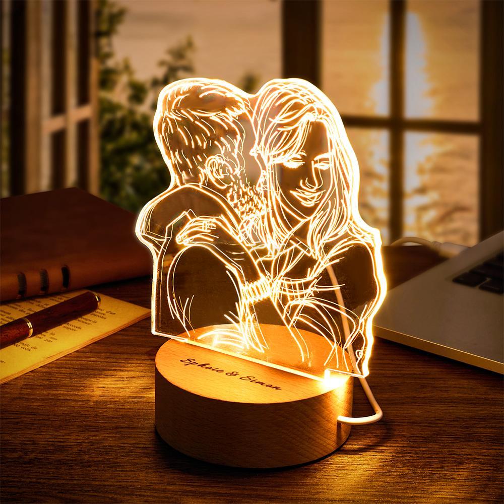 3D Photo Wood Base Night Light