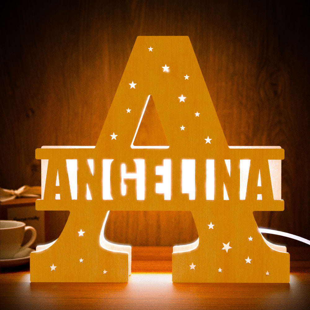 Initial Wooden Night Light