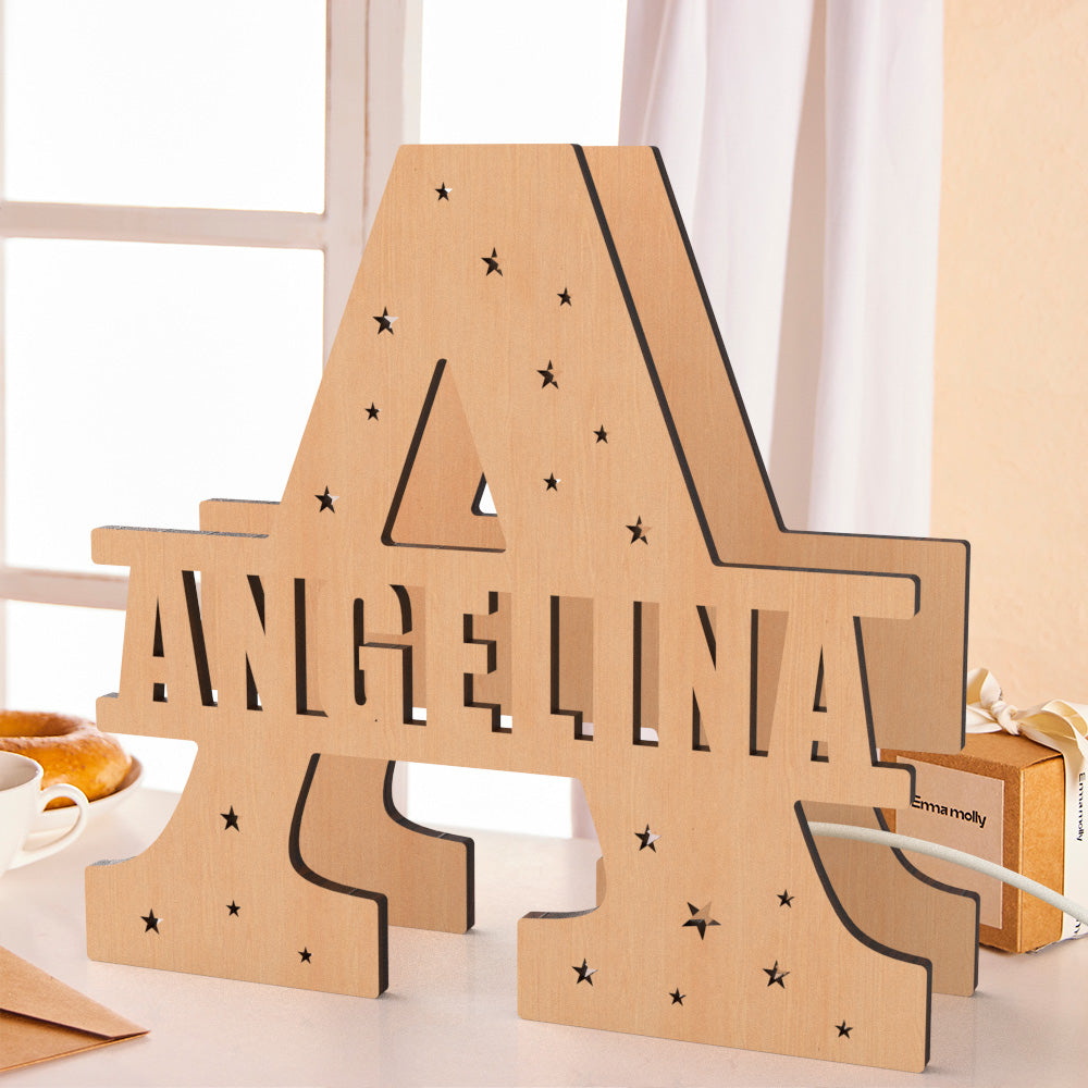Initial Wooden Night Light