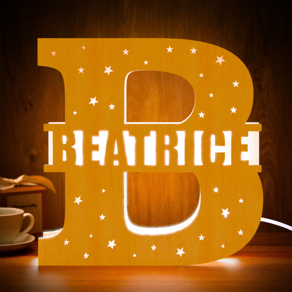 Initial Wooden Night Light