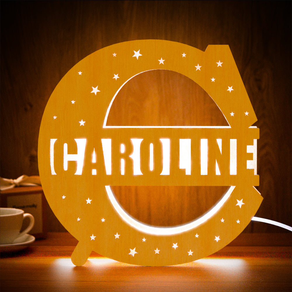 Initial Wooden Night Light