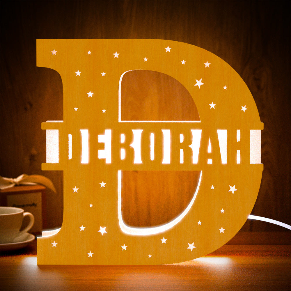 Initial Wooden Night Light