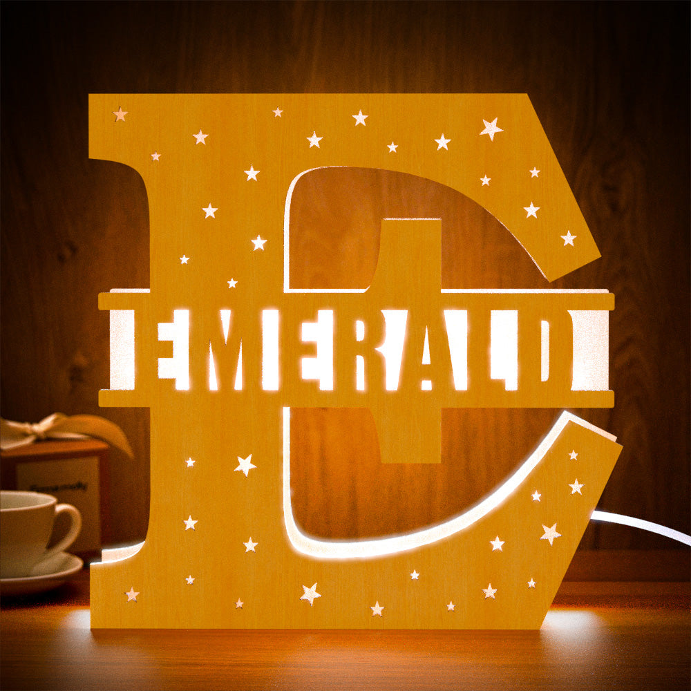 Initial Wooden Night Light