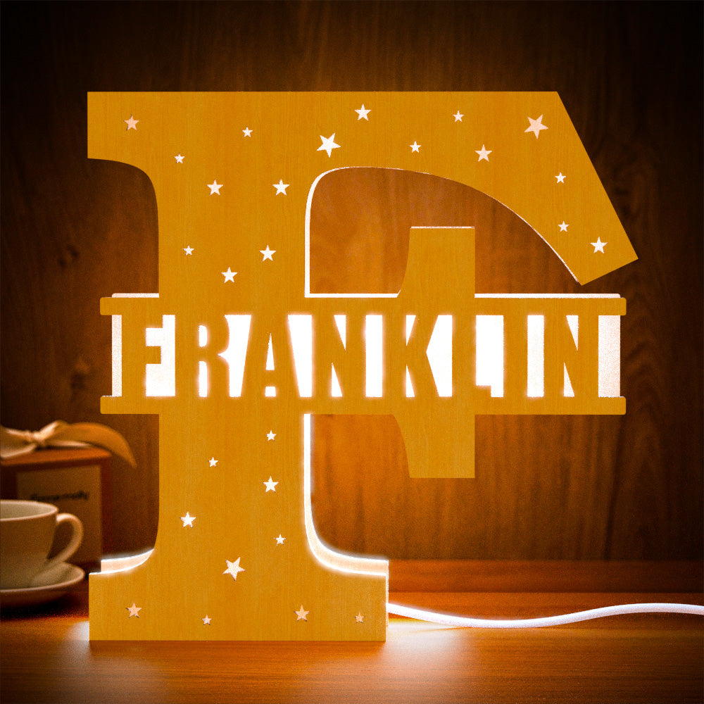 Initial Wooden Night Light