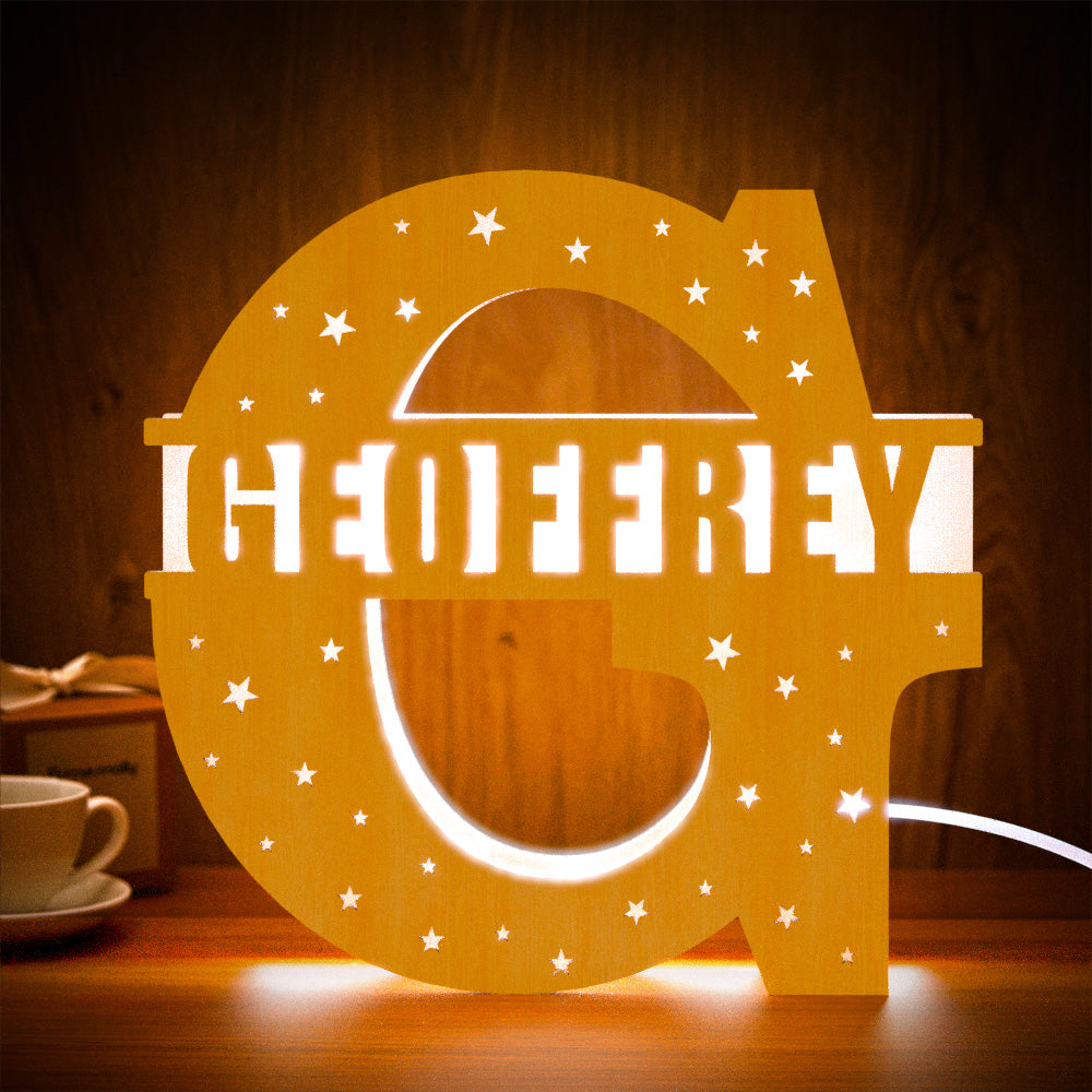 Initial Wooden Night Light