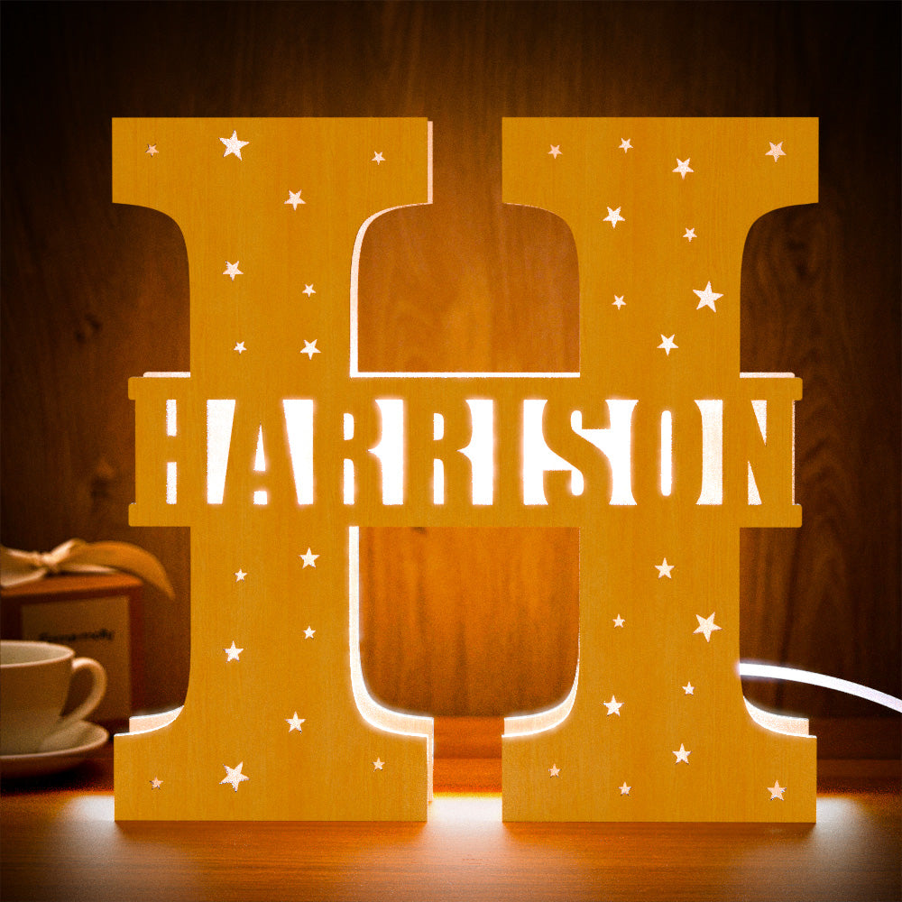 Initial Wooden Night Light