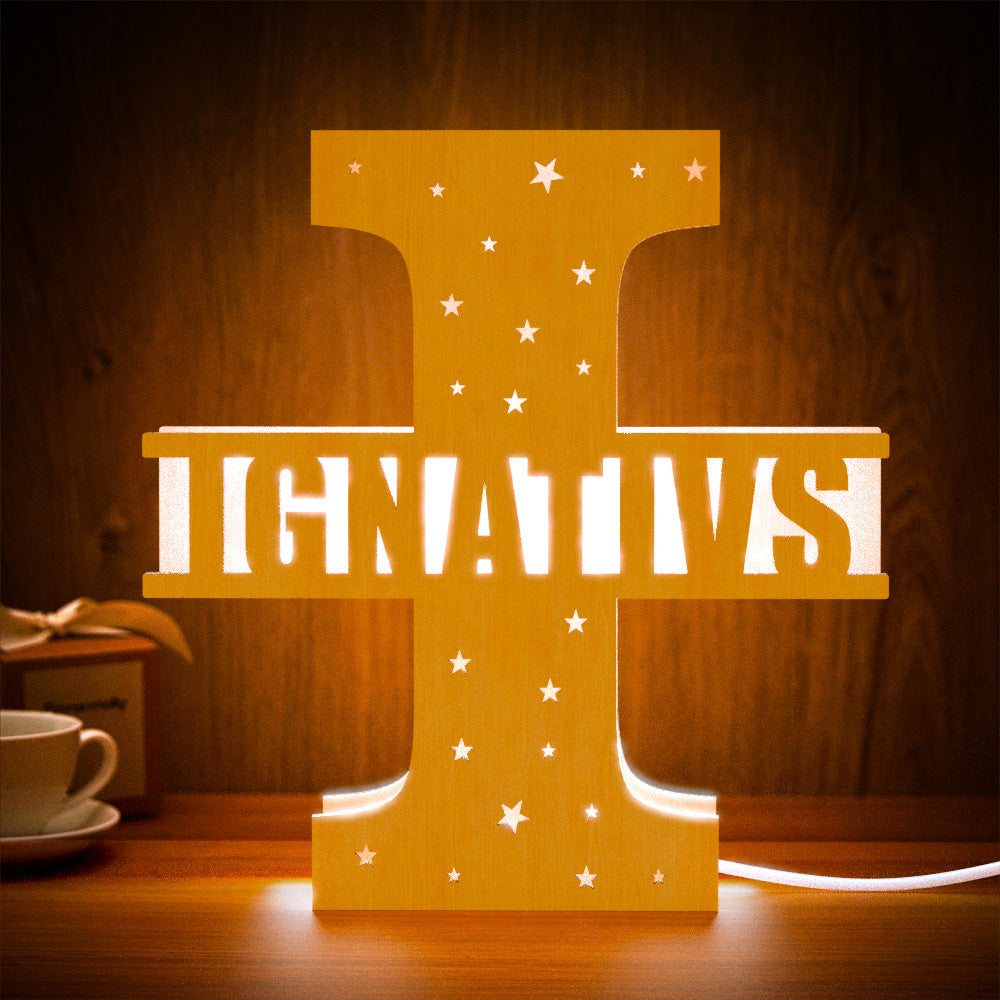 Initial Wooden Night Light