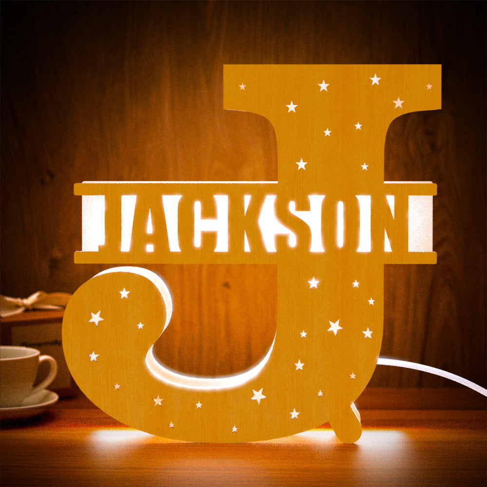 Initial Wooden Night Light