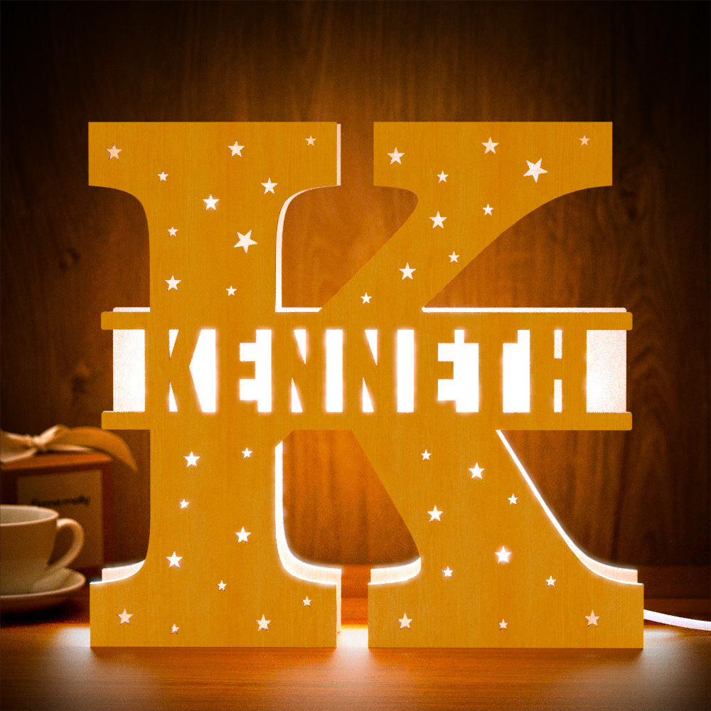 Initial Wooden Night Light