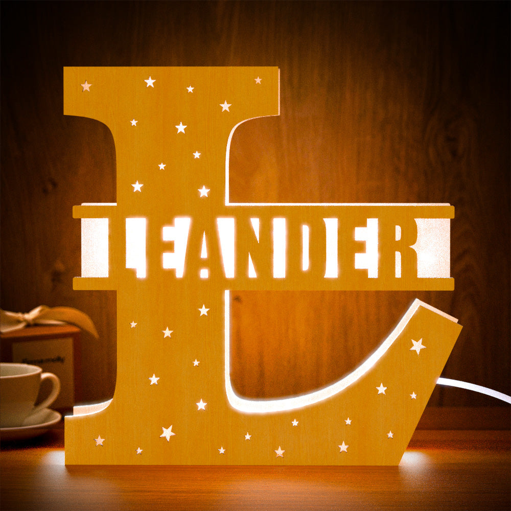 Initial Wooden Night Light