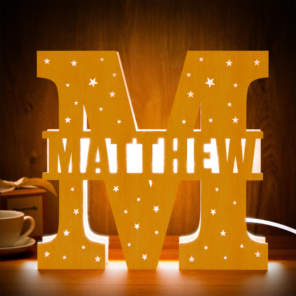 Initial Wooden Night Light