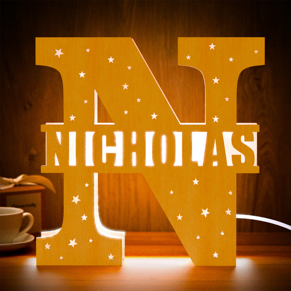 Initial Wooden Night Light