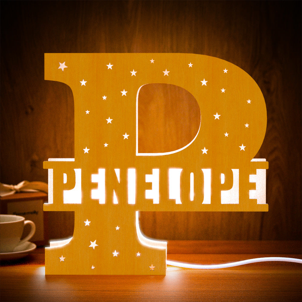 Initial Wooden Night Light