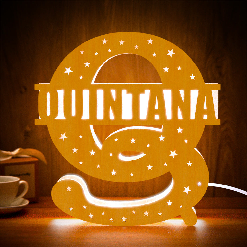 Initial Wooden Night Light