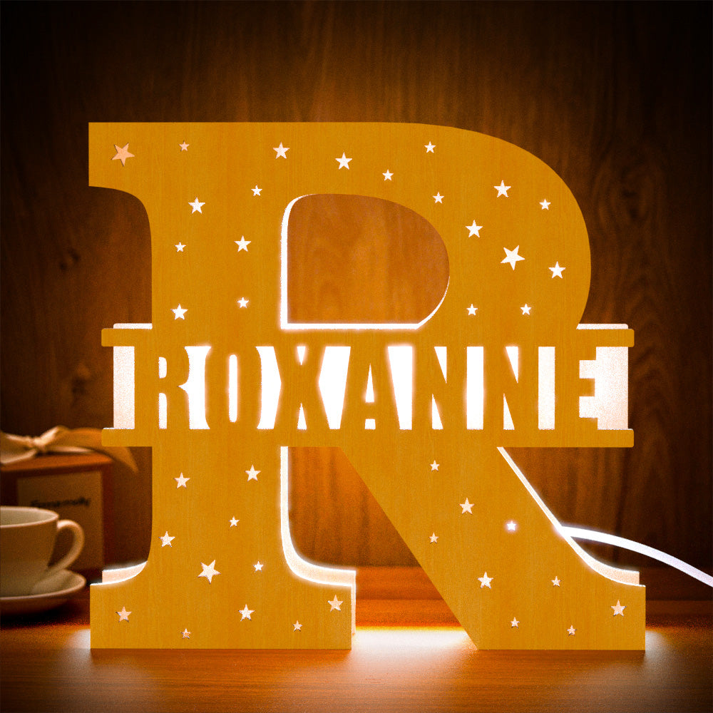 Initial Wooden Night Light
