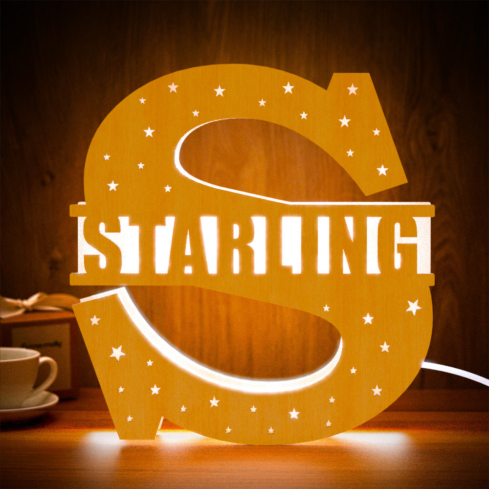 Initial Wooden Night Light