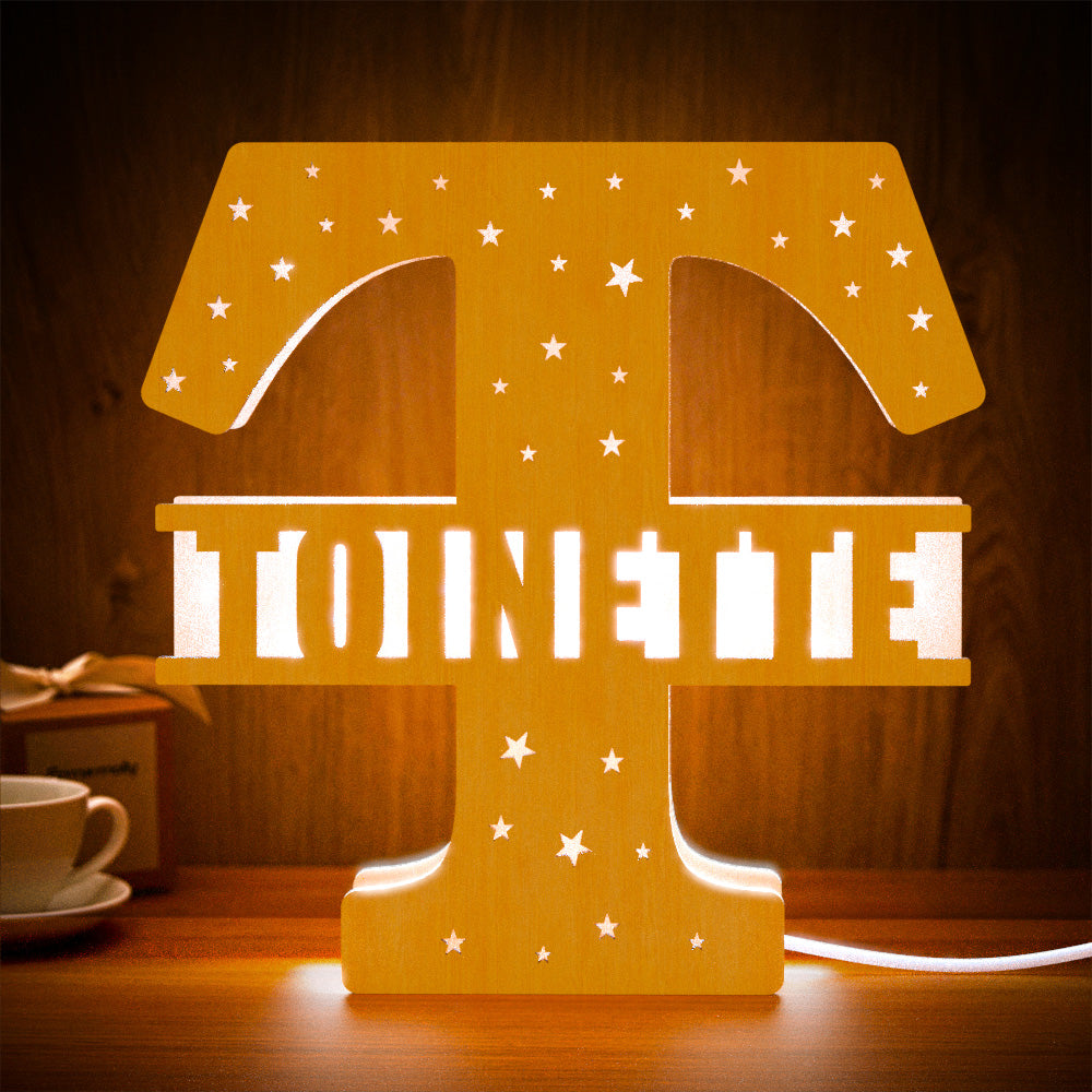 Initial Wooden Night Light