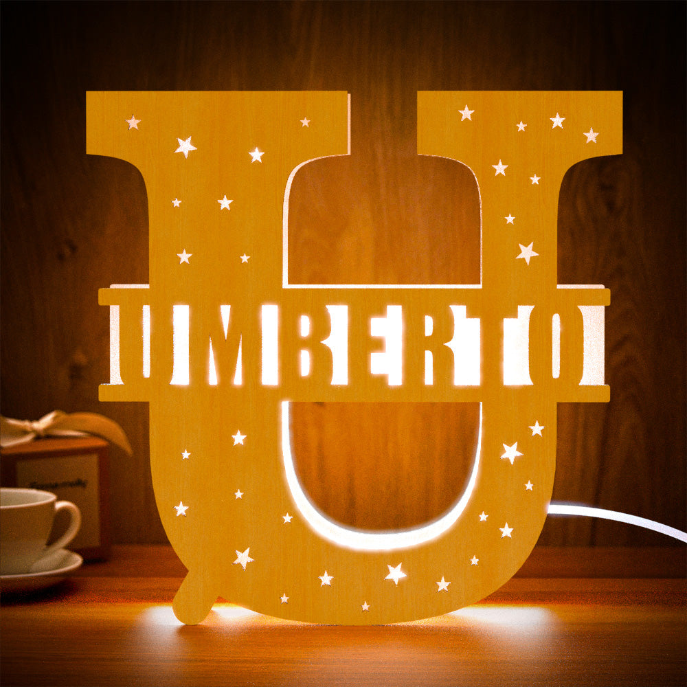 Initial Wooden Night Light