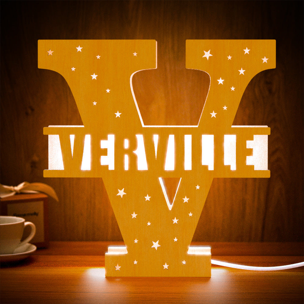 Initial Wooden Night Light