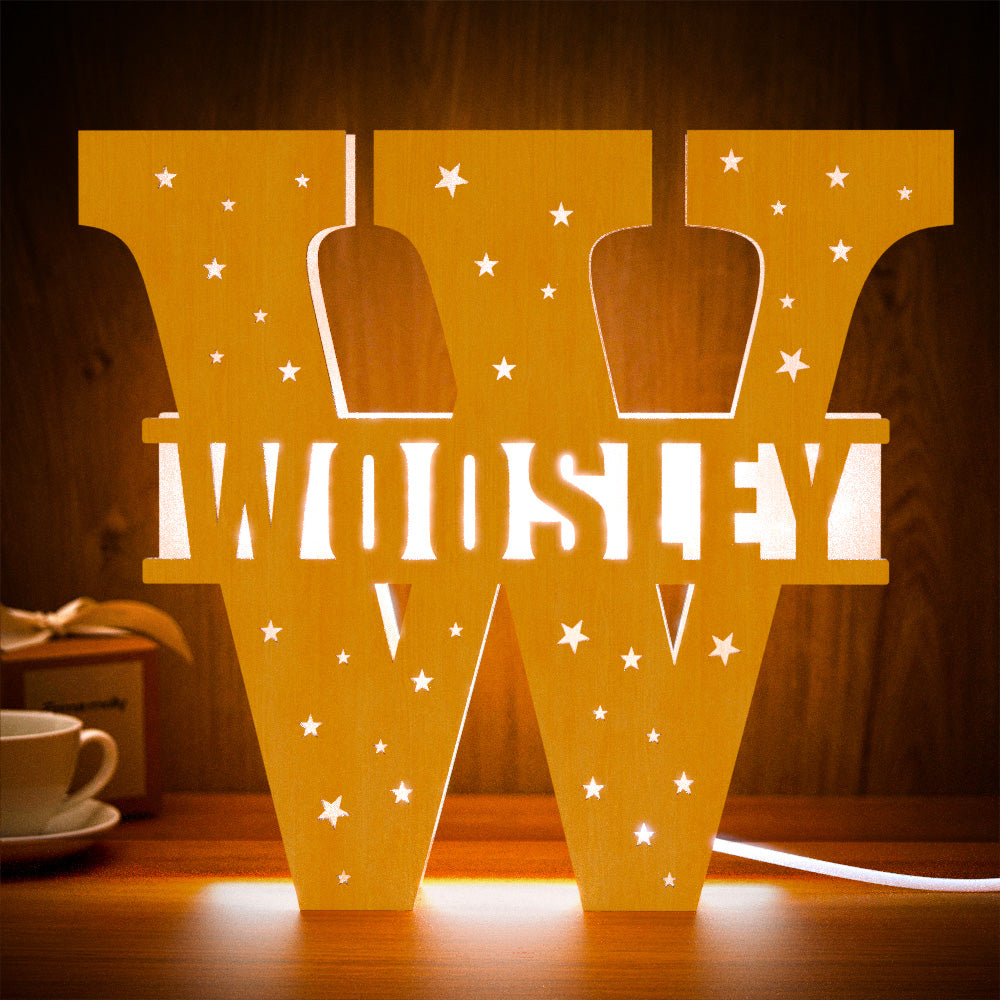 Initial Wooden Night Light