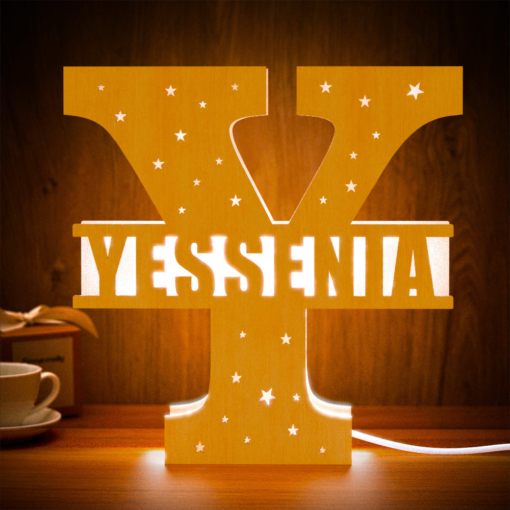 Initial Wooden Night Light