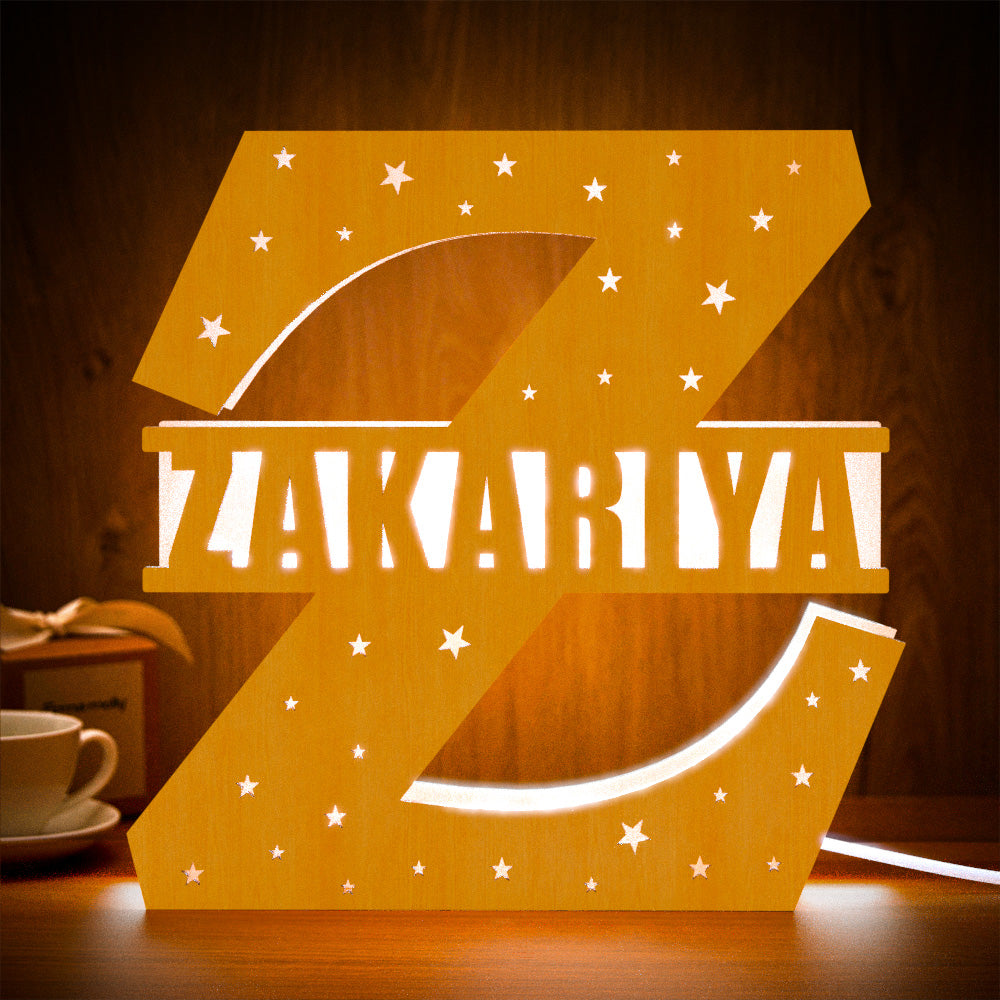 Initial Wooden Night Light