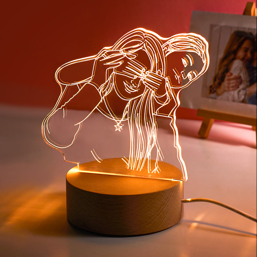 3D Photo Wood Base Night Light