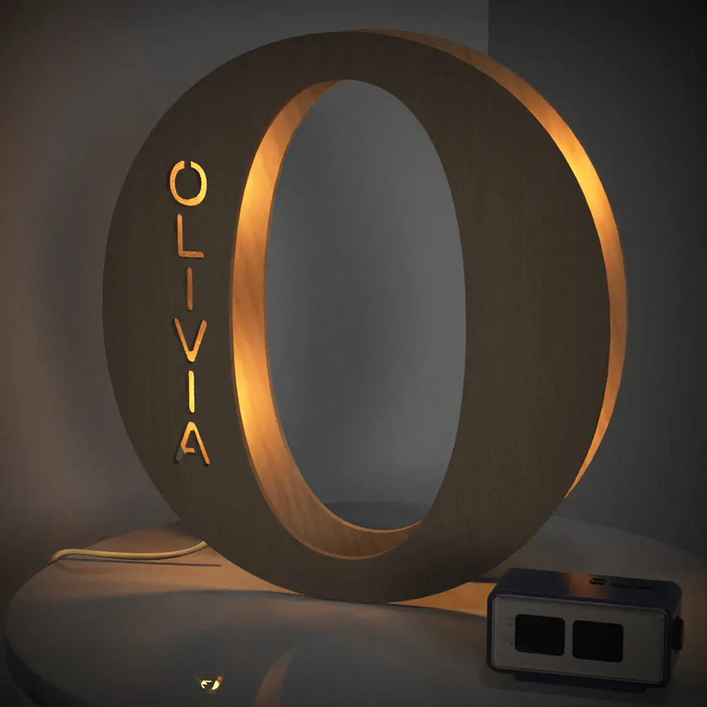 Wooden Letter Name Lamp