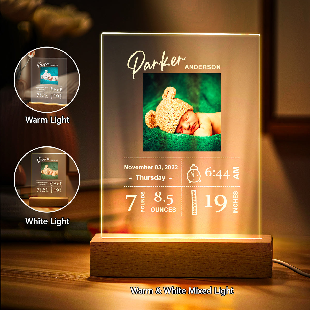 Baby Birth Info Night Light