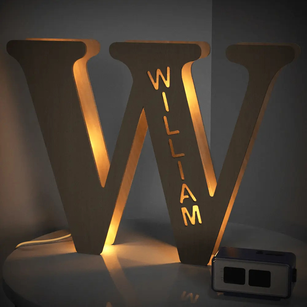 Wooden Letter Name Lamp