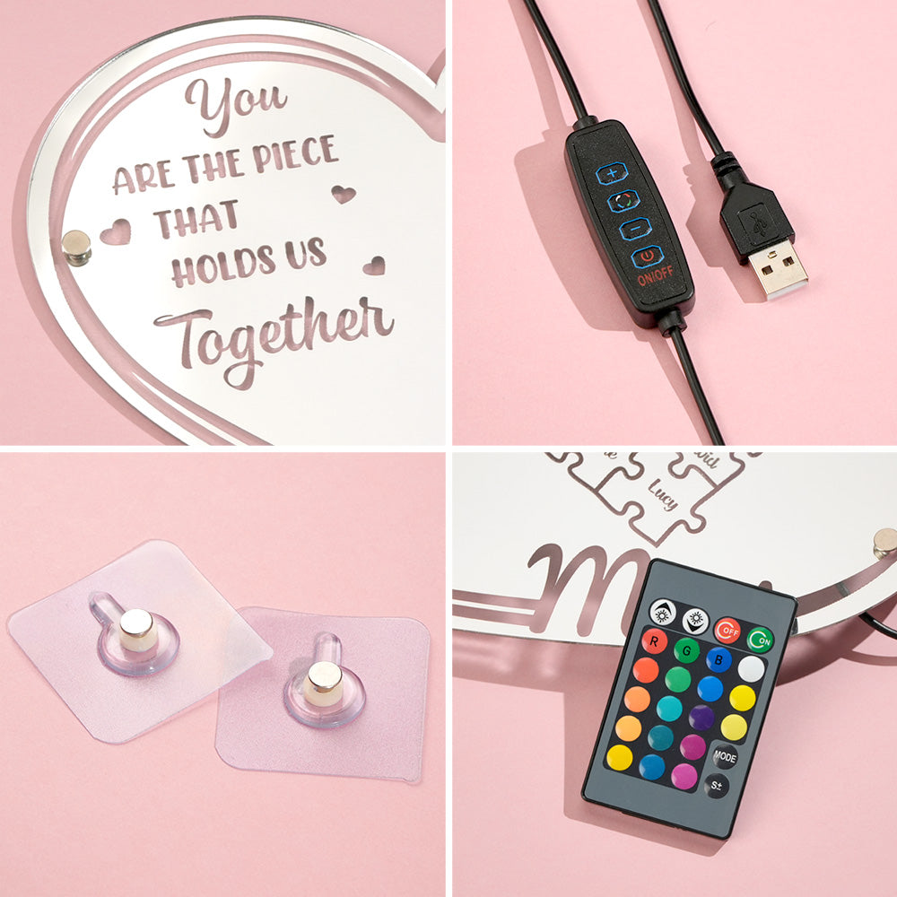Mom Puzzle Piece Mirror Light
