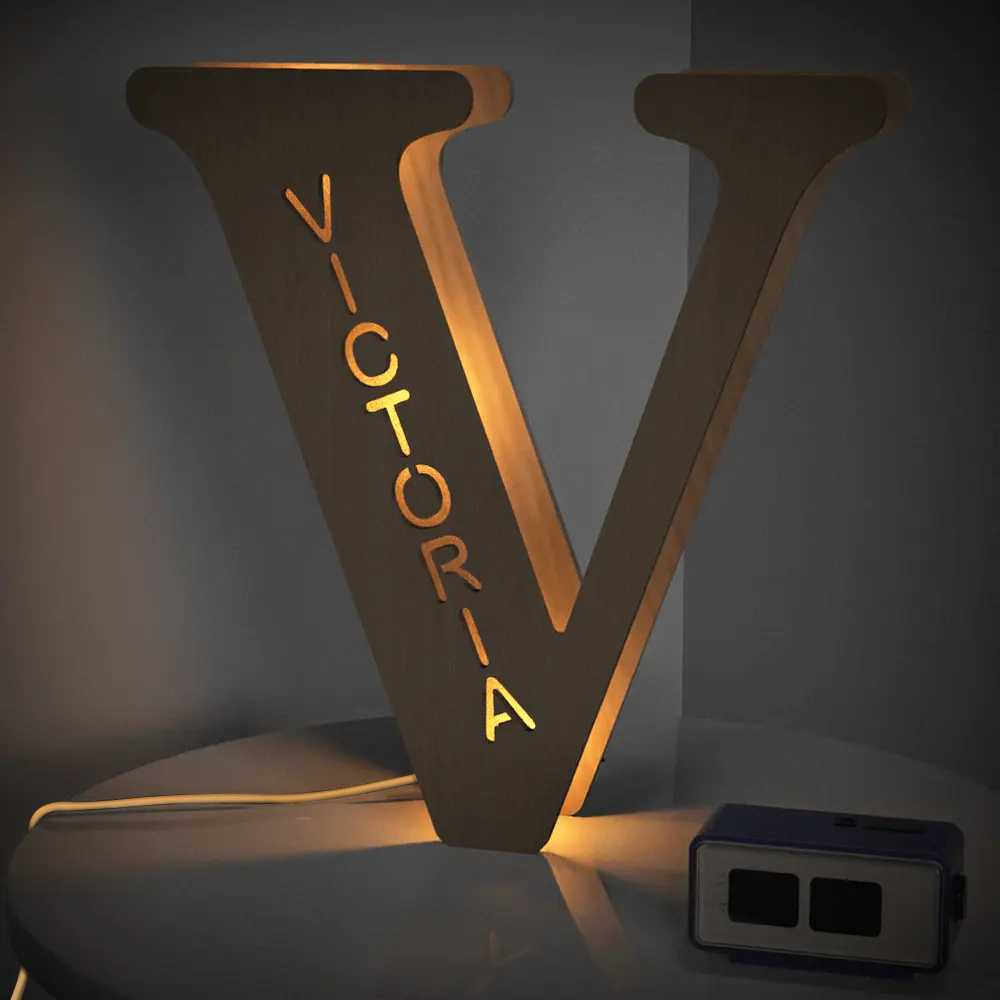 Wooden Letter Name Lamp