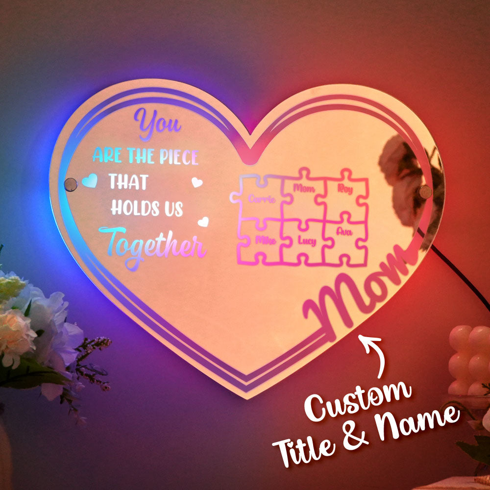 Mom Puzzle Piece Mirror Light