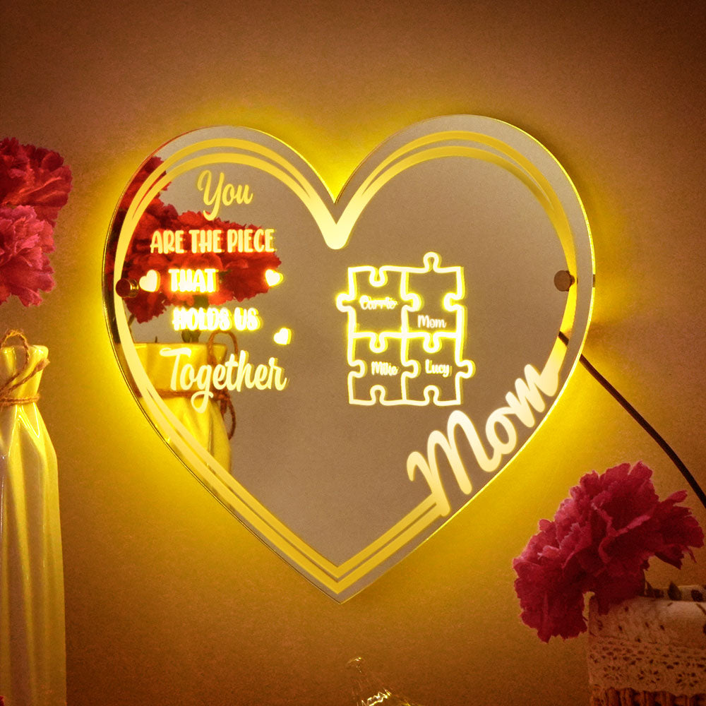 Mom Puzzle Piece Mirror Light