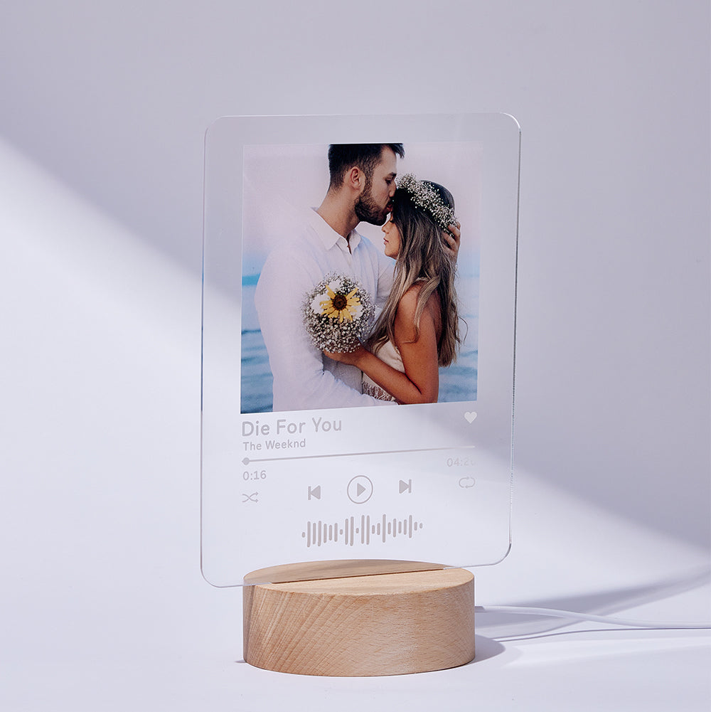 Music Code Wooden Base Night Light