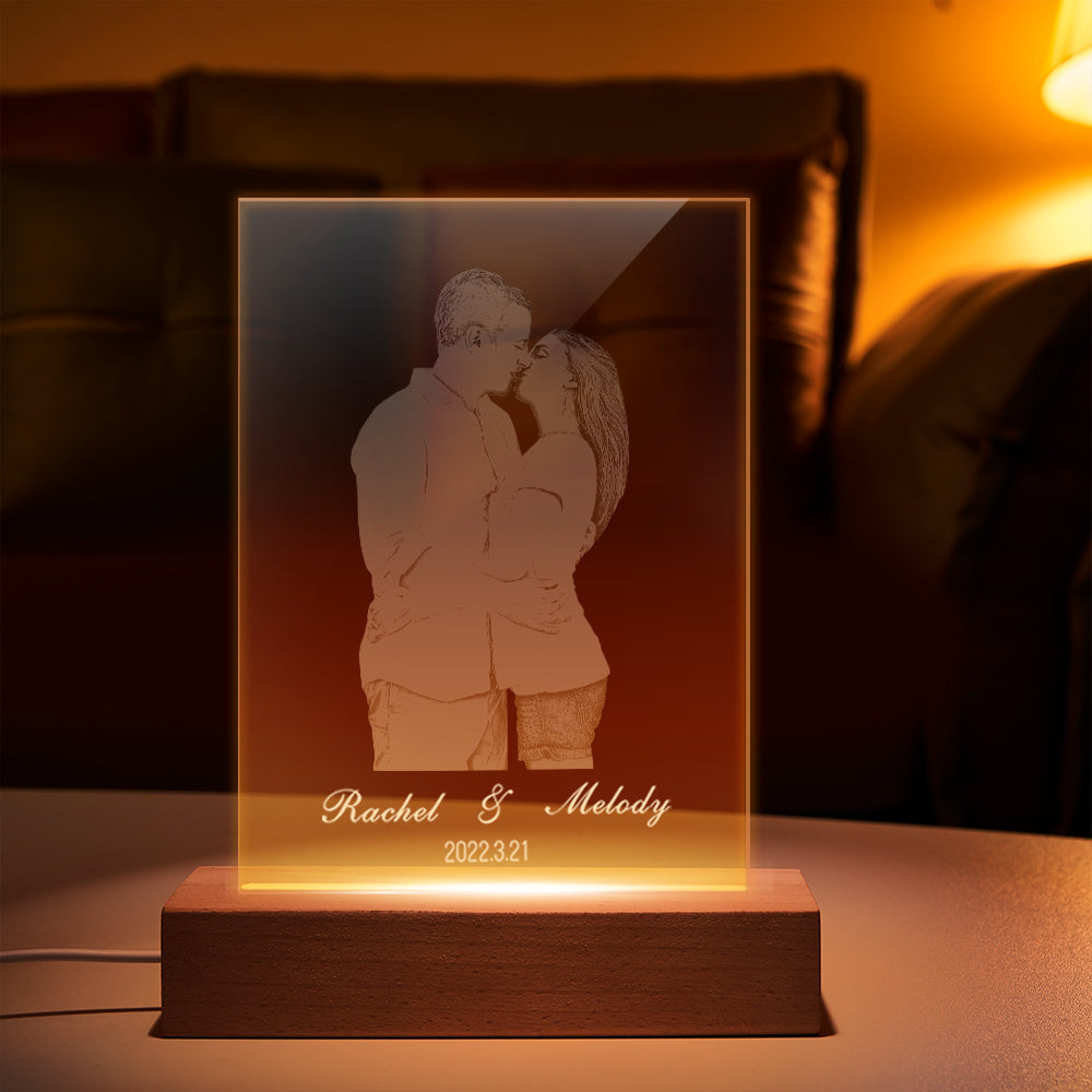 Carved Couple Photo Night Light