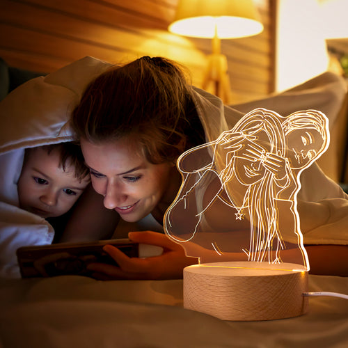 3D Photo Wood Base Night Light
