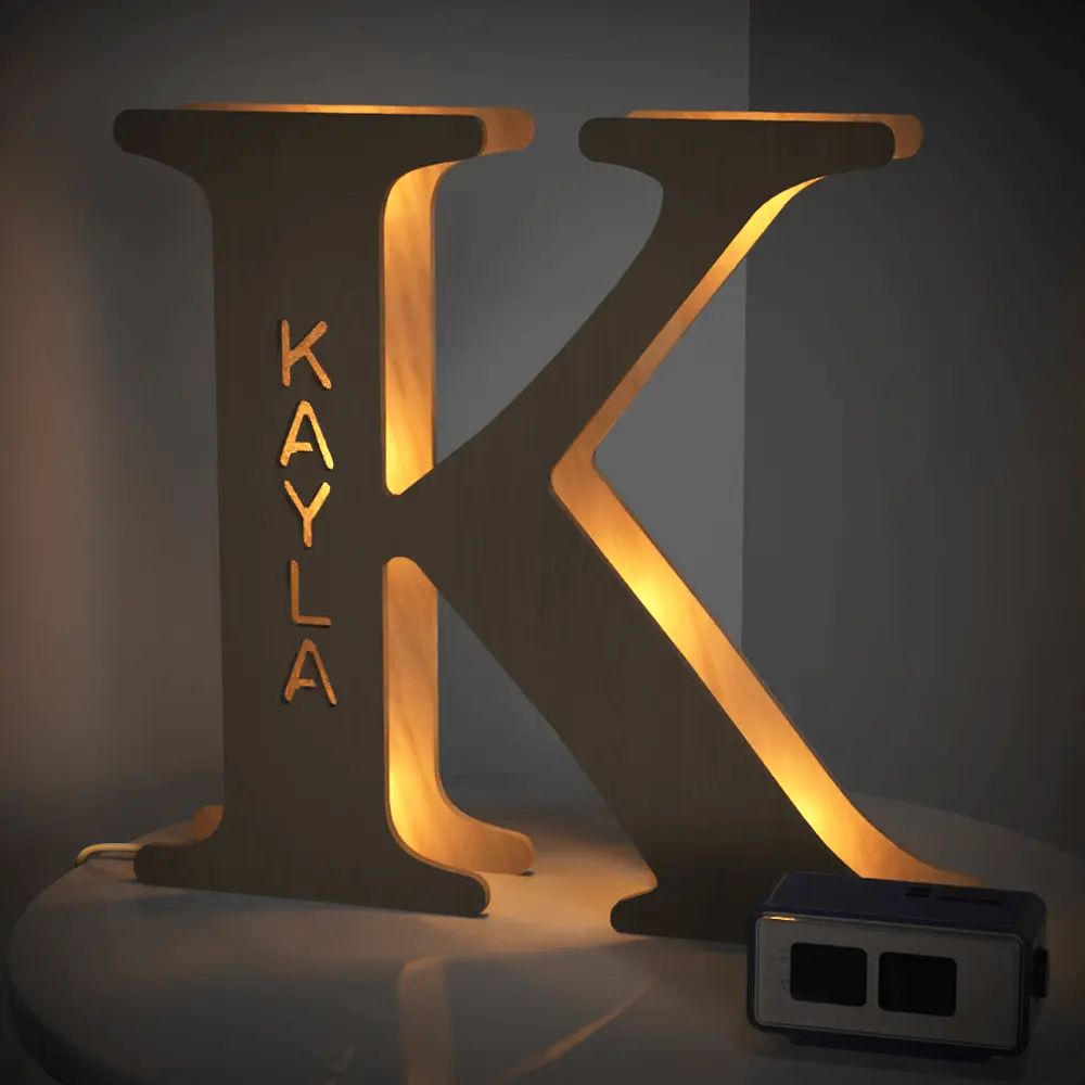 Wooden Letter Name Lamp